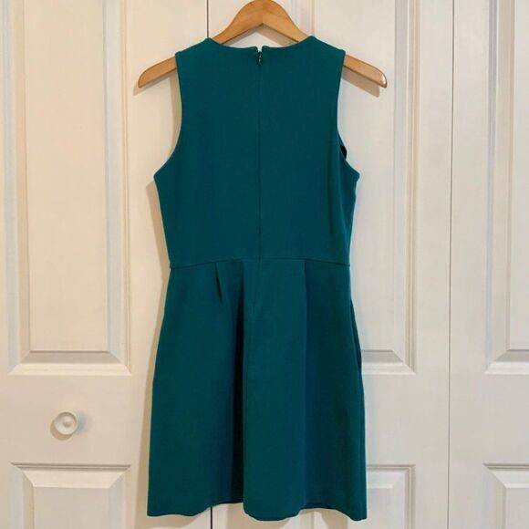 Madewell Teal Blue Verse Fit and Flare Stretch Sleeveless Sheath Dress Medium - Picture 8 of 10